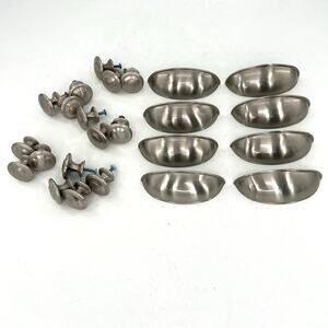 Lot of metal brushed nickel cabinets furniture hardware
